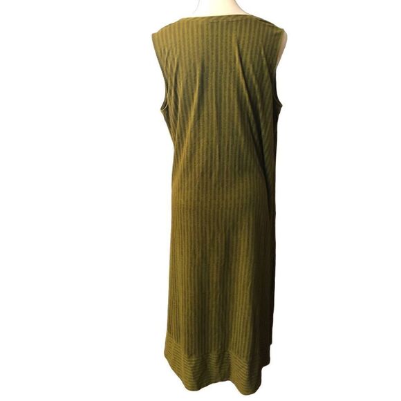 H By Halston Dress Womens Size XL High Low Hunter Green Stripes Tank Style - Picture 5 of 10